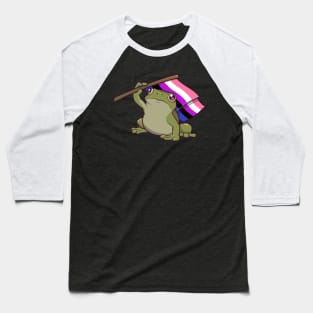 Genderfluid Pride Flag-Holding Frog Baseball T-Shirt